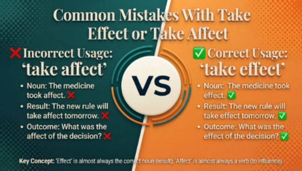 Common Mistakes With Take Effect or Take Affect