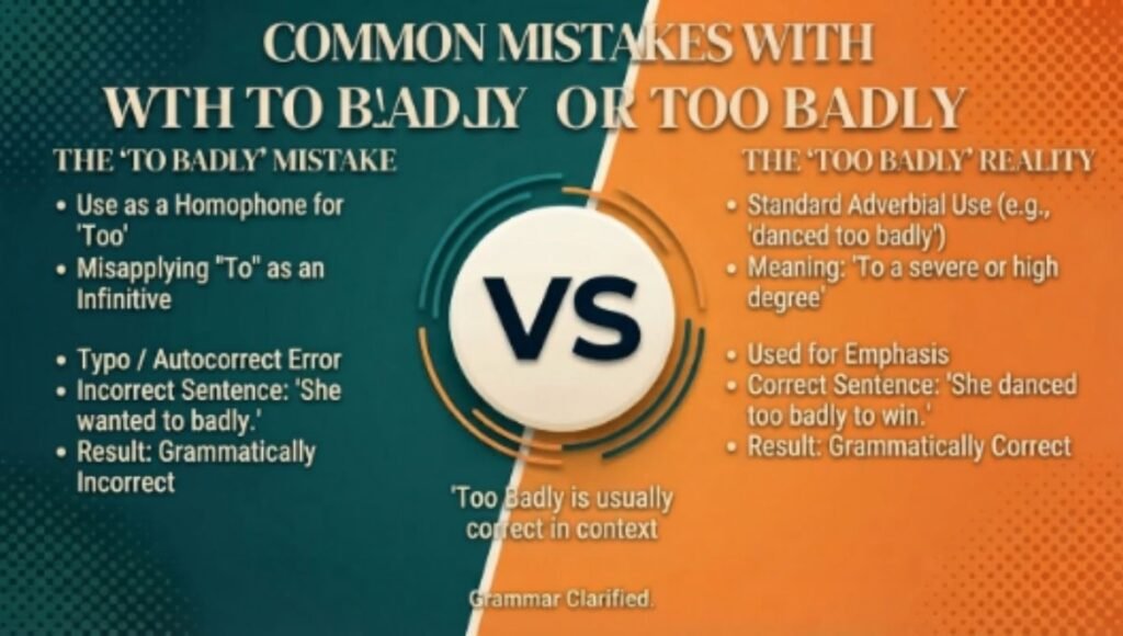 Common Mistakes With To Badly or Too Badly