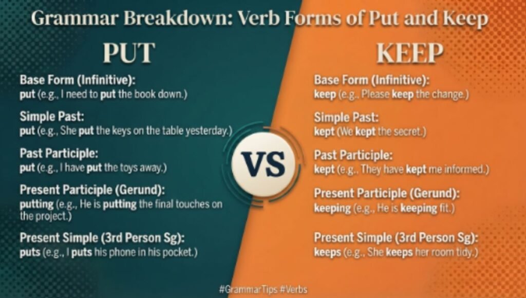 Grammar Breakdown: Verb Forms of Put and Keep
