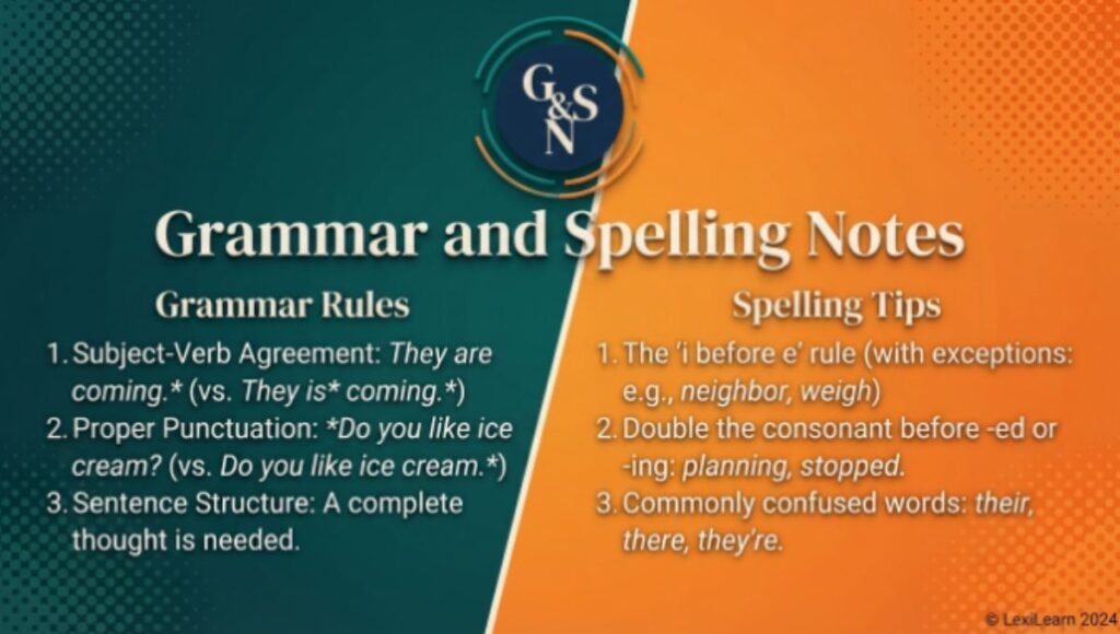 Grammar and Spelling Notes