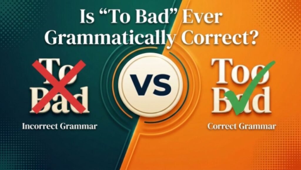Is "To Bad" Ever Grammatically Correct?