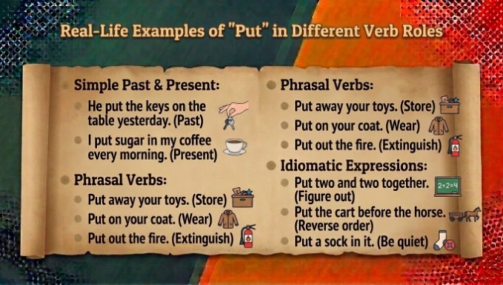 Real-Life Examples of "Put" in Different Verb Roles
